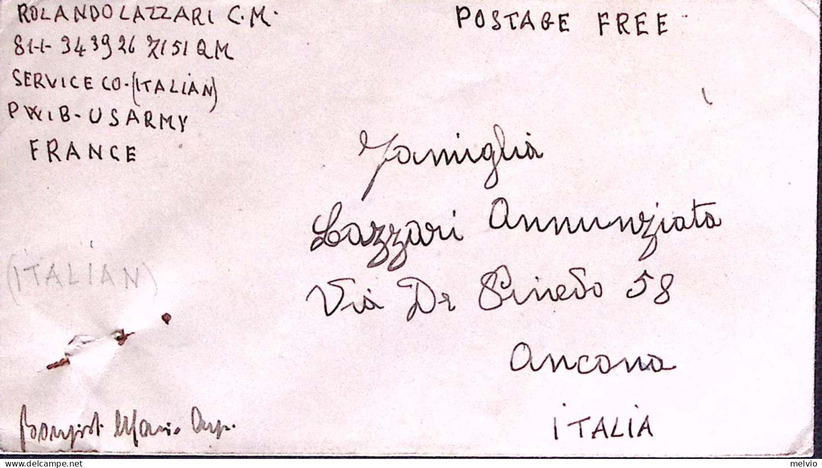 1943-P.O.W. CAMP N.207 Manoscritto Al Verso Di Biglietto In Franchigia (4.5) Da  - Guerre 1939-45