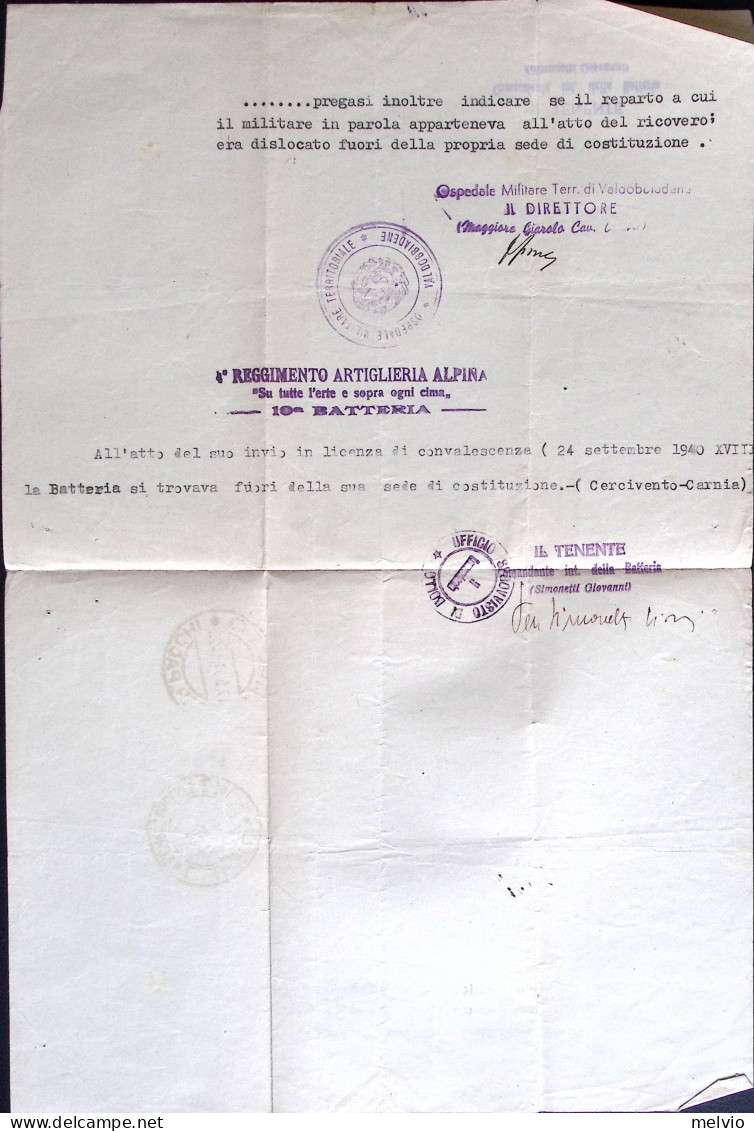 1941-OSPEDALE MILITARE TERRITORIALE VALDOBBIADENE Ovale Su Piego Raccomandato In - Guerre 1939-45