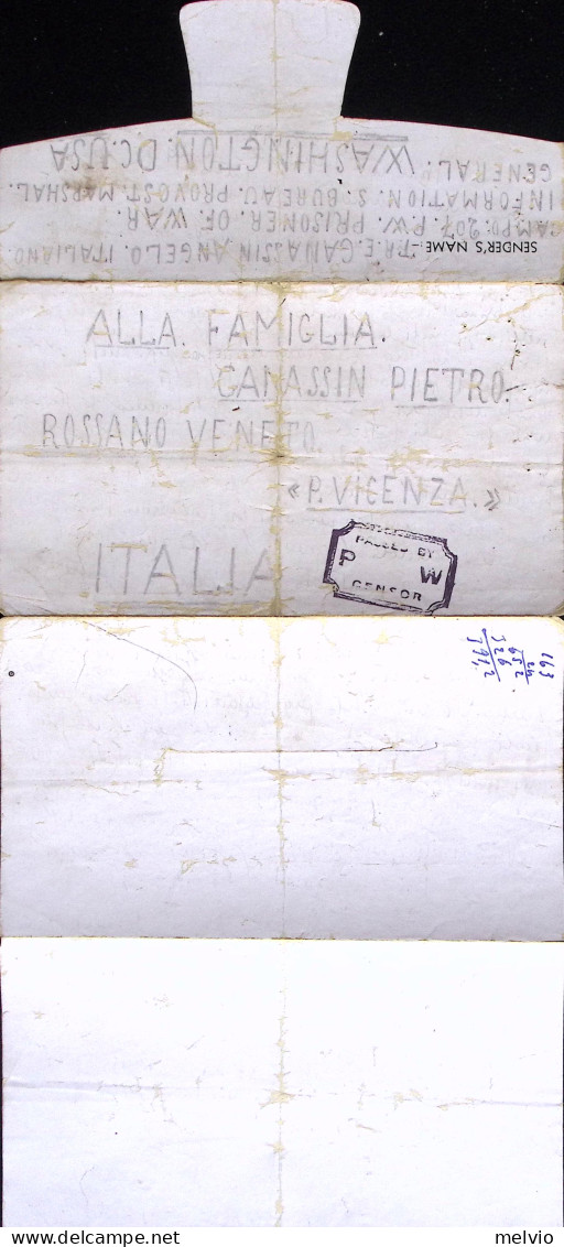 1945-P.O.W. 7151 SERVICE CO(ITALIAN) Manoscritto Su Busta Da Prigioniero Di Guer - Guerre 1939-45