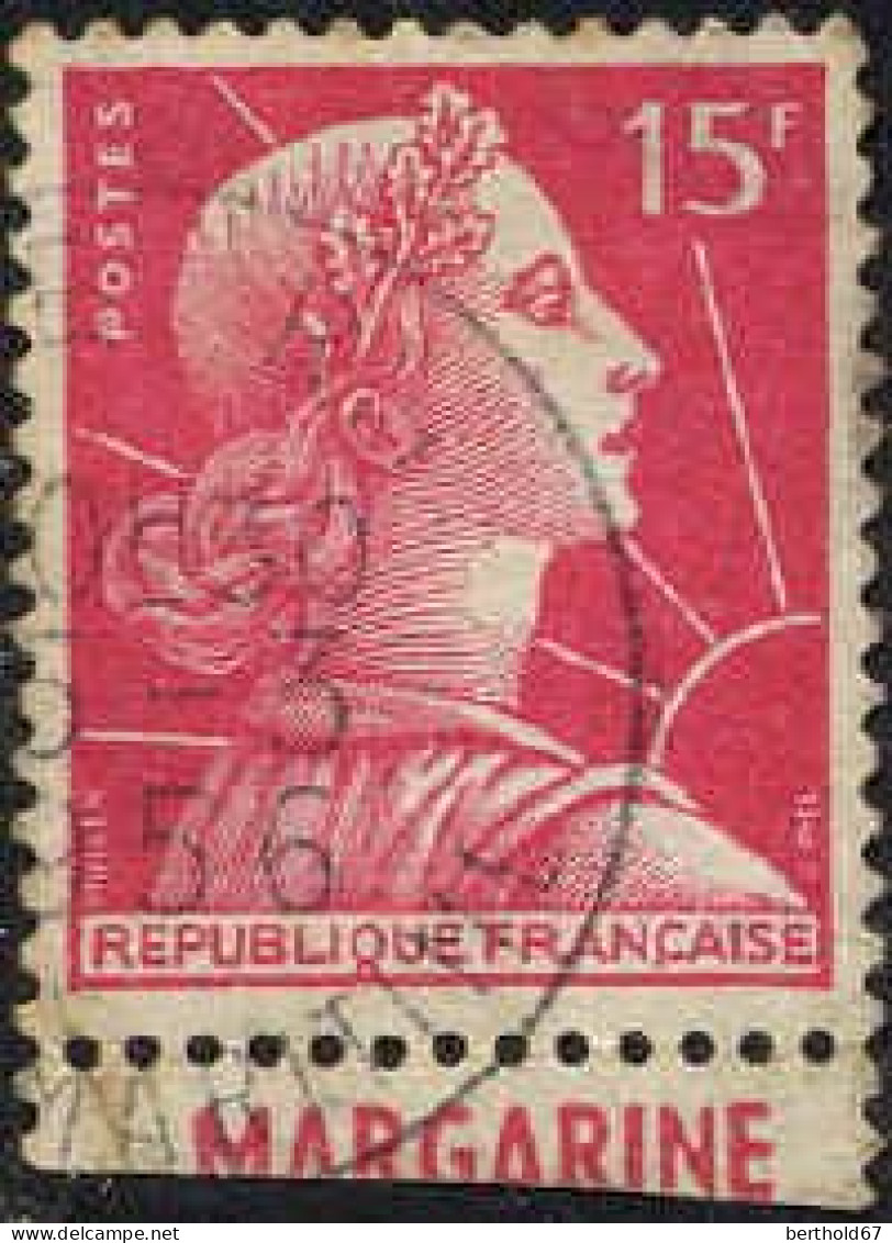 France Poste Obl Yv:1011a Mi:1036z Marianne De Muller (TB Cachet Rond) Coupé En Bas - Used Stamps