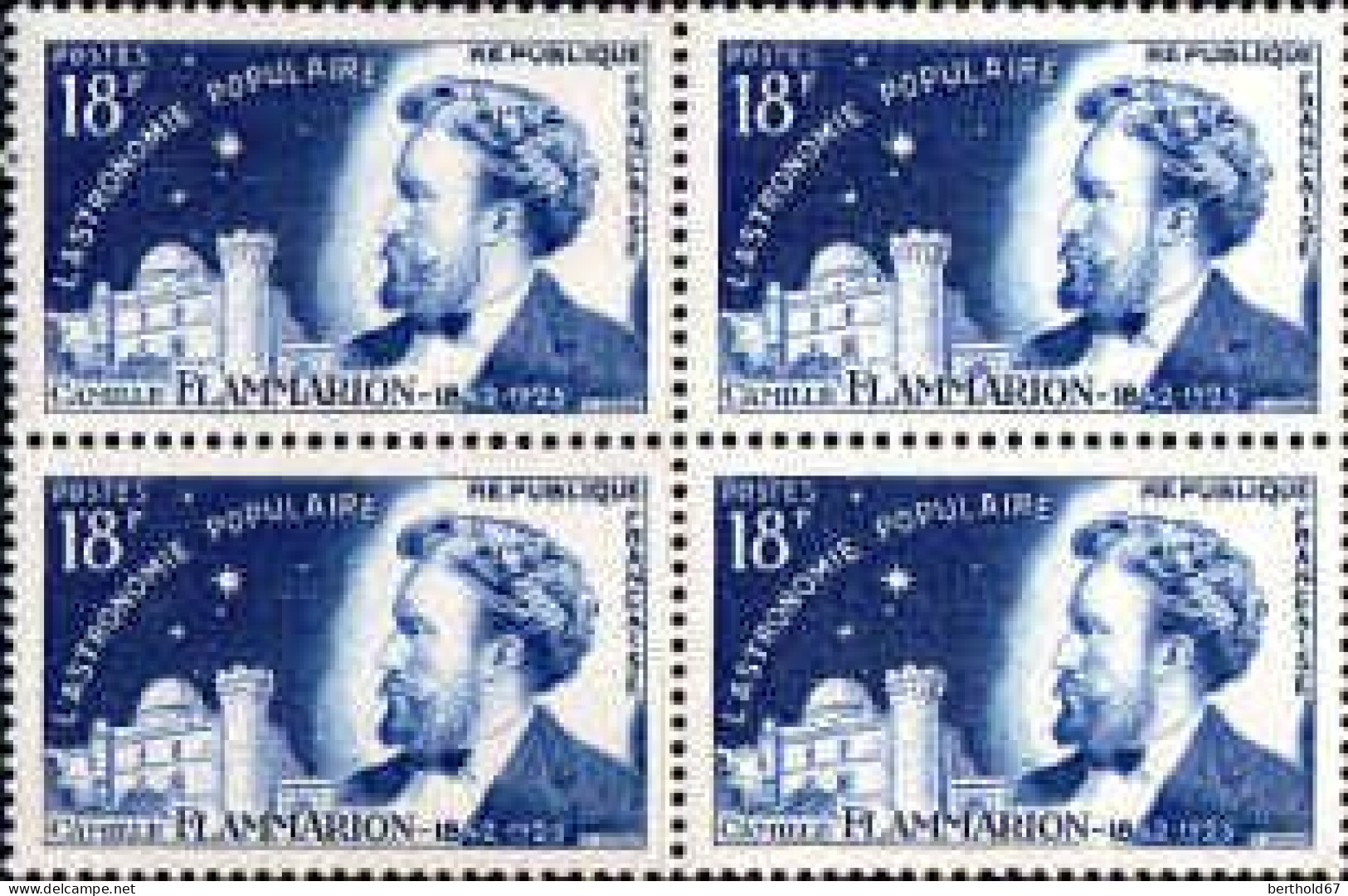 France Poste N** Yv:1057 Mi:1085 Camille Flammarion Bloc De 4 - Neufs