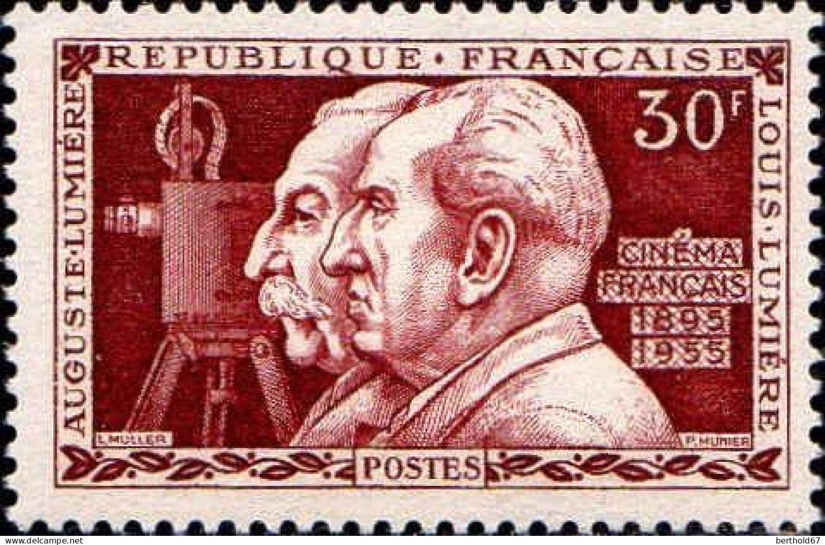 France Poste N** Yv:1033 Mi:1059 Auguste Lumière Louis Lumière Cinéma Francais 1895 1955 - Neufs