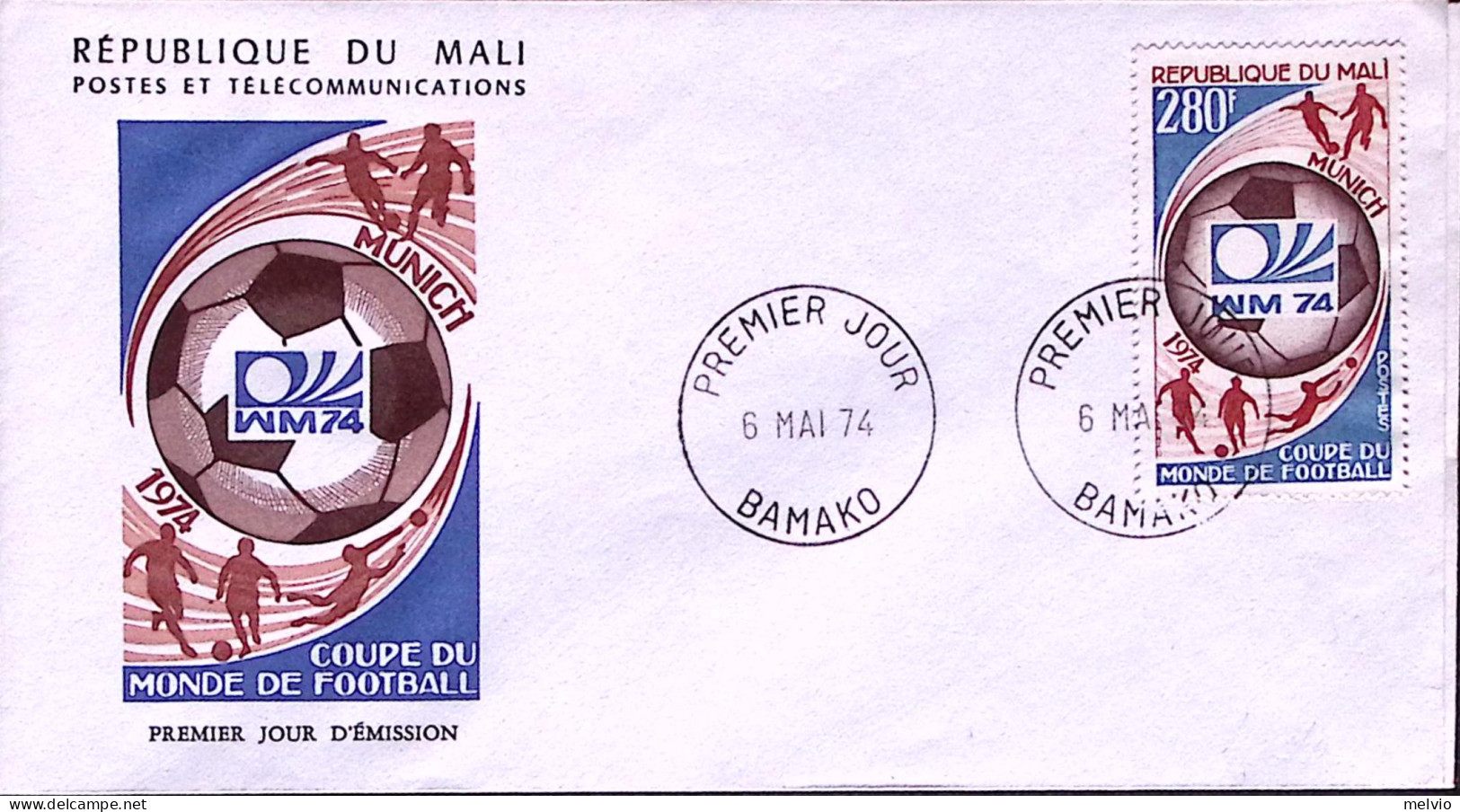 1974-Mali Campionati Calcio Monaco Serie Completa Su Due Fdc - Mali (1959-...)