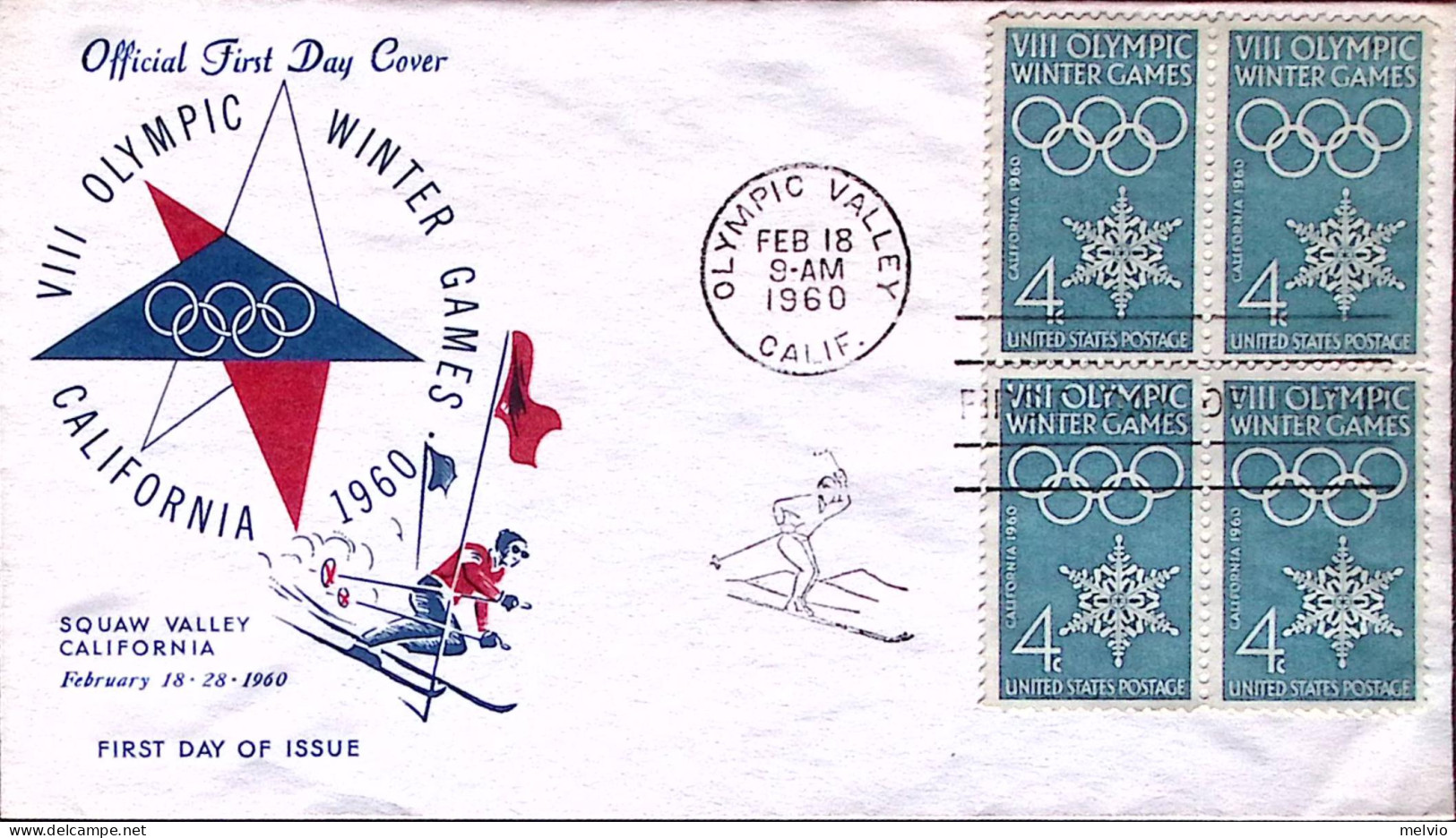 1960-U.S.A.  Olimpiadi Invernali Su Fdc - 1951-1960