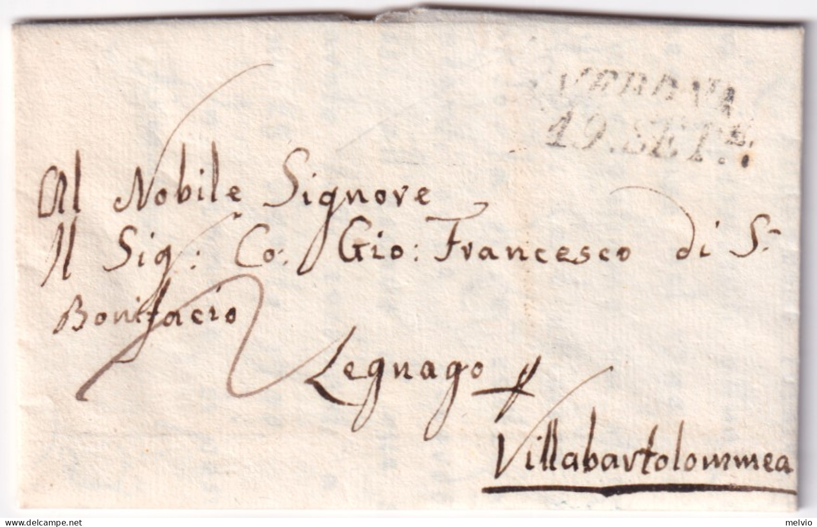 1839-LOMBARDO VENETO VERONA SI (17.9) Su Lettera Completa Testo - ...-1850 Préphilatélie