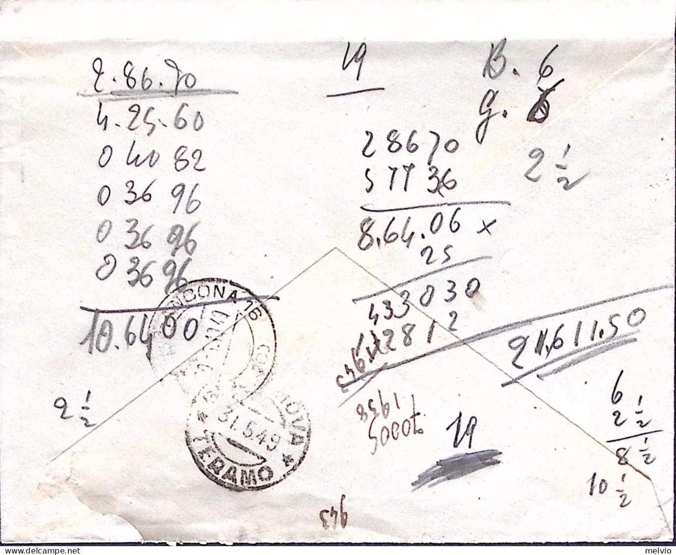 1949-Espresso Lire 25 E 30, Su Raccomandata Milano (30.8) - 1946-60: Marcofilia