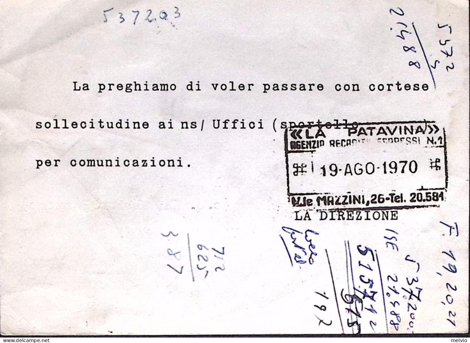 1970-RECAPITO AUTORIZZATO Lire 30 + Siracusana Lire 5, Su Cartolina Padova (19.8 - 1961-70: Marcophilia