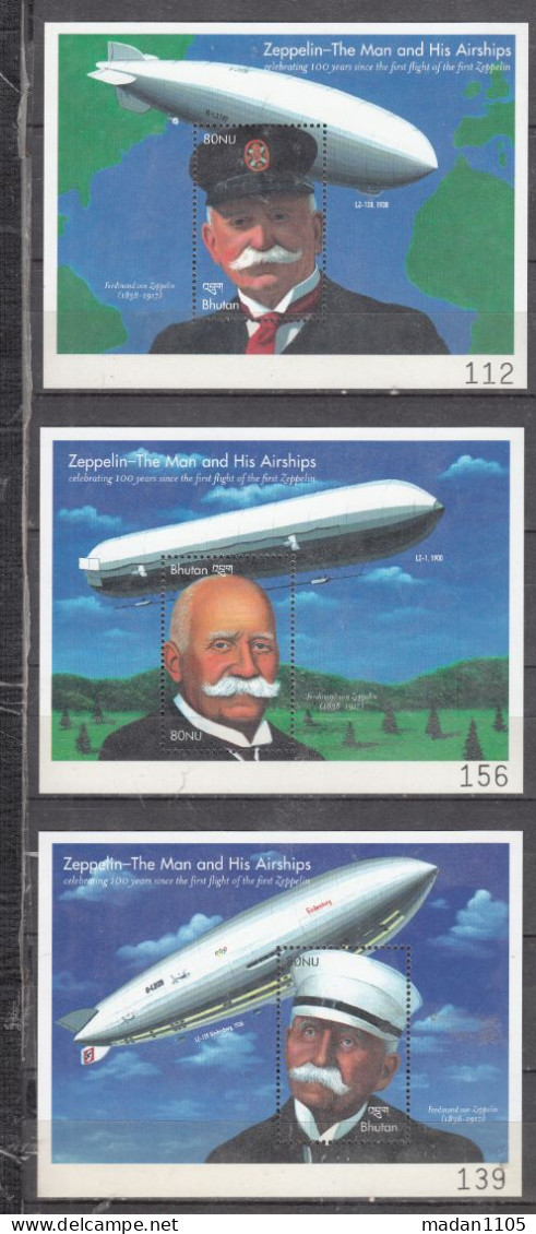 BHUTAN, 2000,  The 100th Anniversary Of The First Zeppelin Flight,  MS, MNH, (**) - Bhoutan