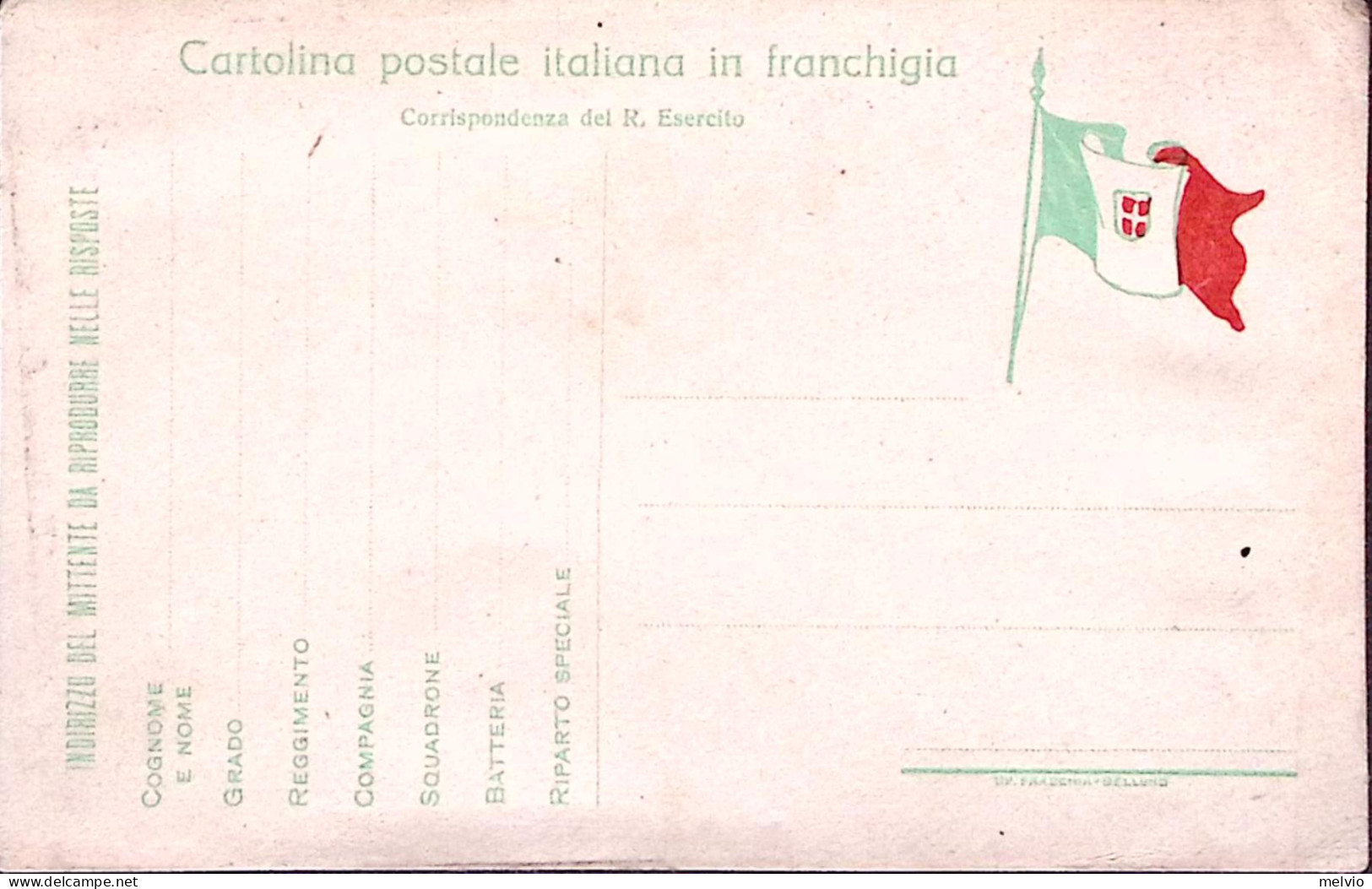 1915-Cartolina Franchigia Non Ufficiale Bandiera A Destra, Nuova - Oorlog 1914-18