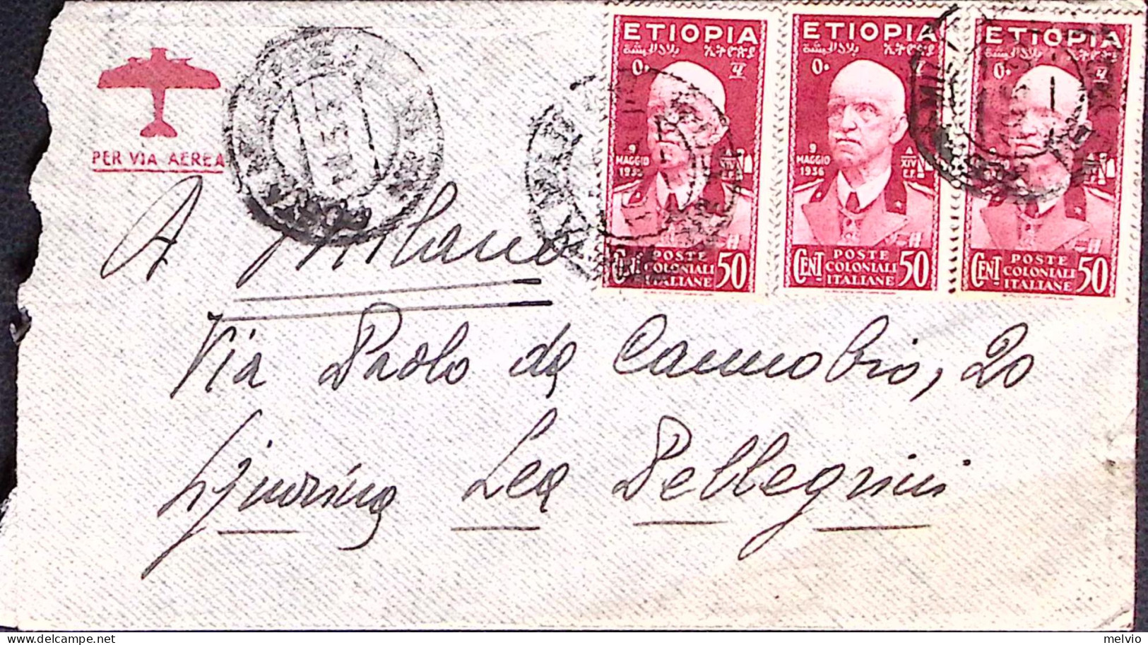 1937-ETIOPIA Tre C.50 Su Busta Posta Militare/n.120-M (10.5) - Etiopia