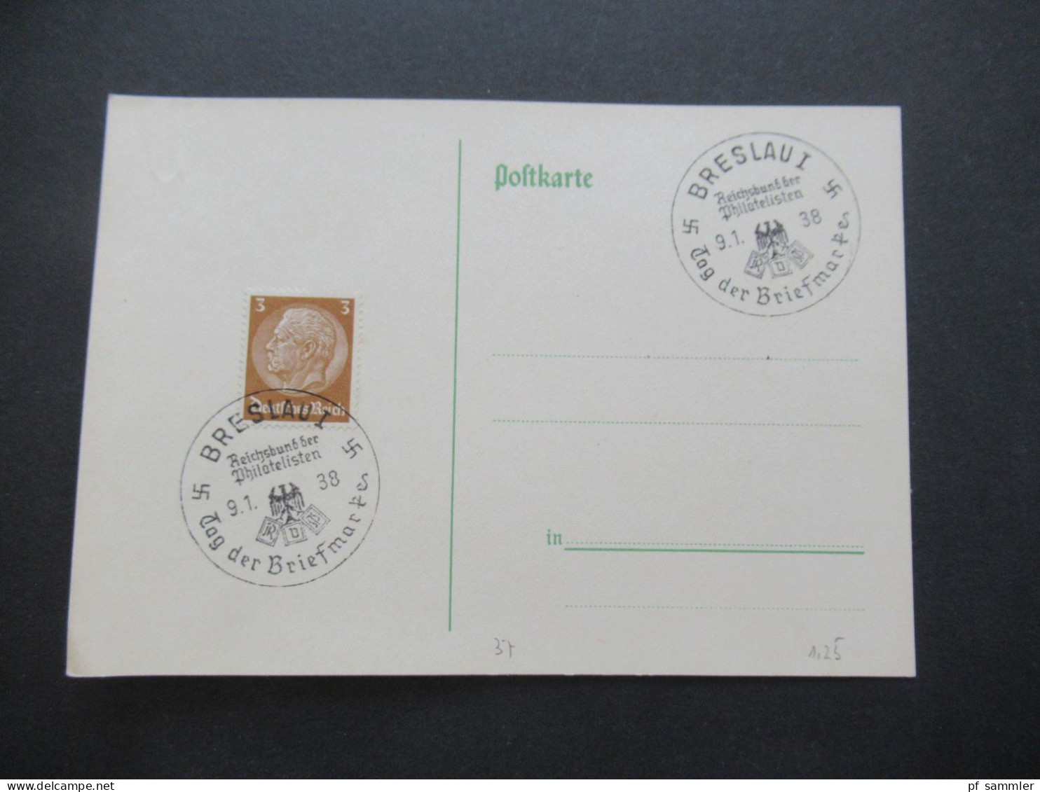 3.Reich 1937 / 1938 blanko PK mit Hindenburg Frankatur insgesamt 50 Stück verschiedene Sonderstempel! Propaganda Stempel