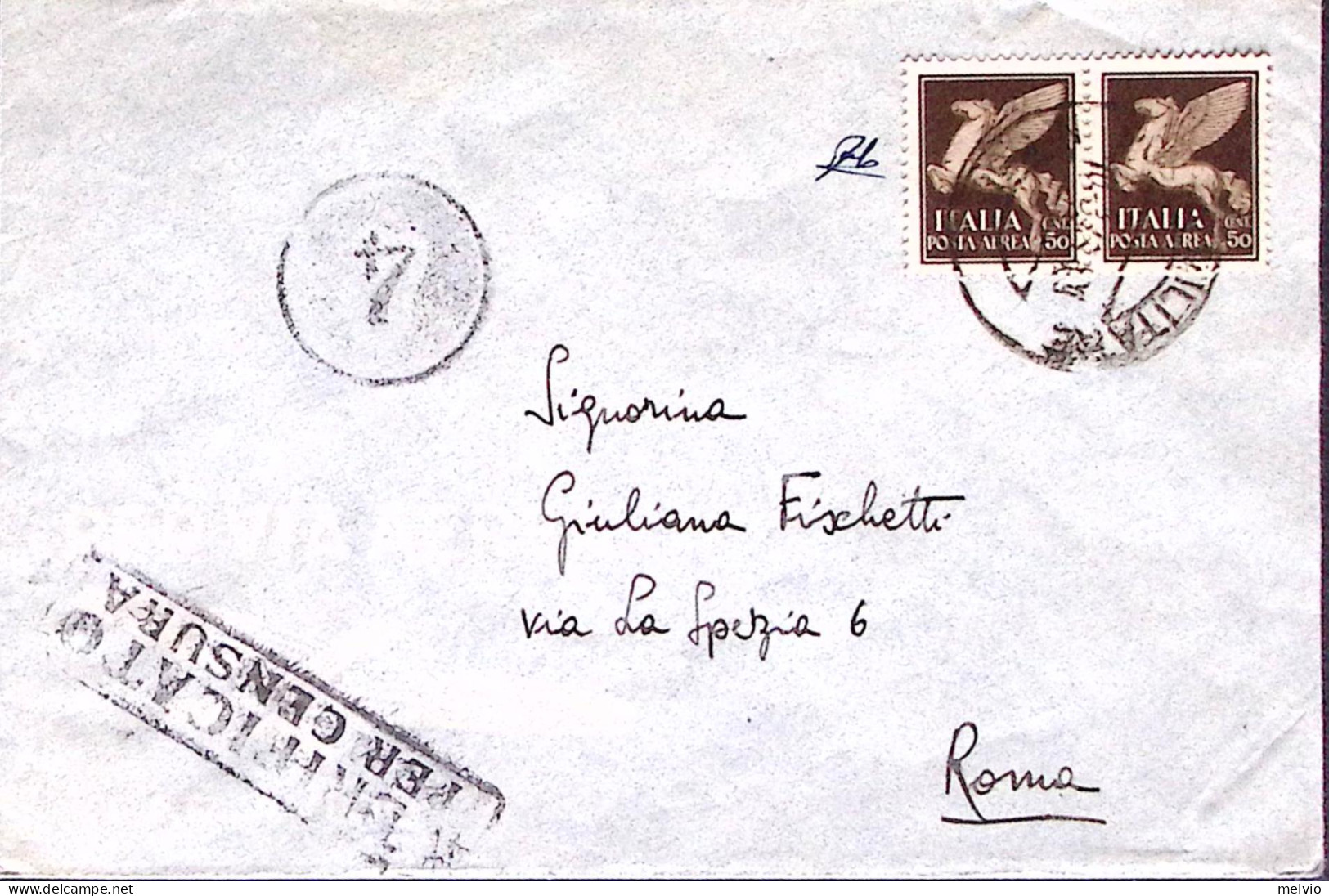 1943-MARINA LERO Reparto 34, Manoscritto Al Verso Di Busta PM.550 Sezione Scalpe - Guerre 1939-45