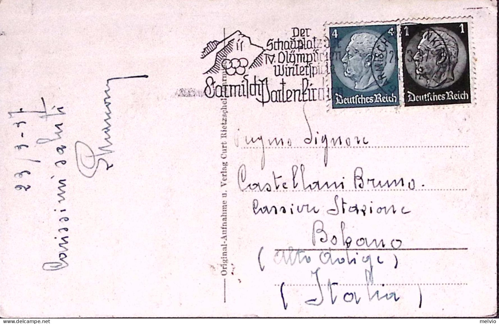 1937-Germania Olimpiadi Invernali Annullo Speciale (23.3) Su Cartolina(Garmisch) - Other & Unclassified