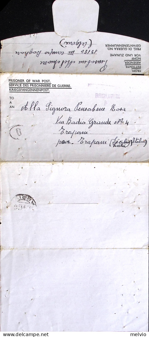 1944-P.O.W. CAMP BOGHAR Manoscritto Al Verso Di Biglietto Franchigia Da Prigioni - Guerra 1939-45