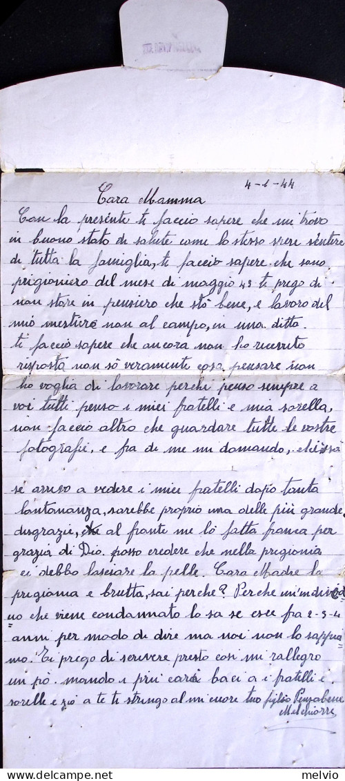 1944-P.O.W. CAMP BOGHAR Manoscritto Al Verso Di Biglietto Franchigia Da Prigioni - Guerre 1939-45