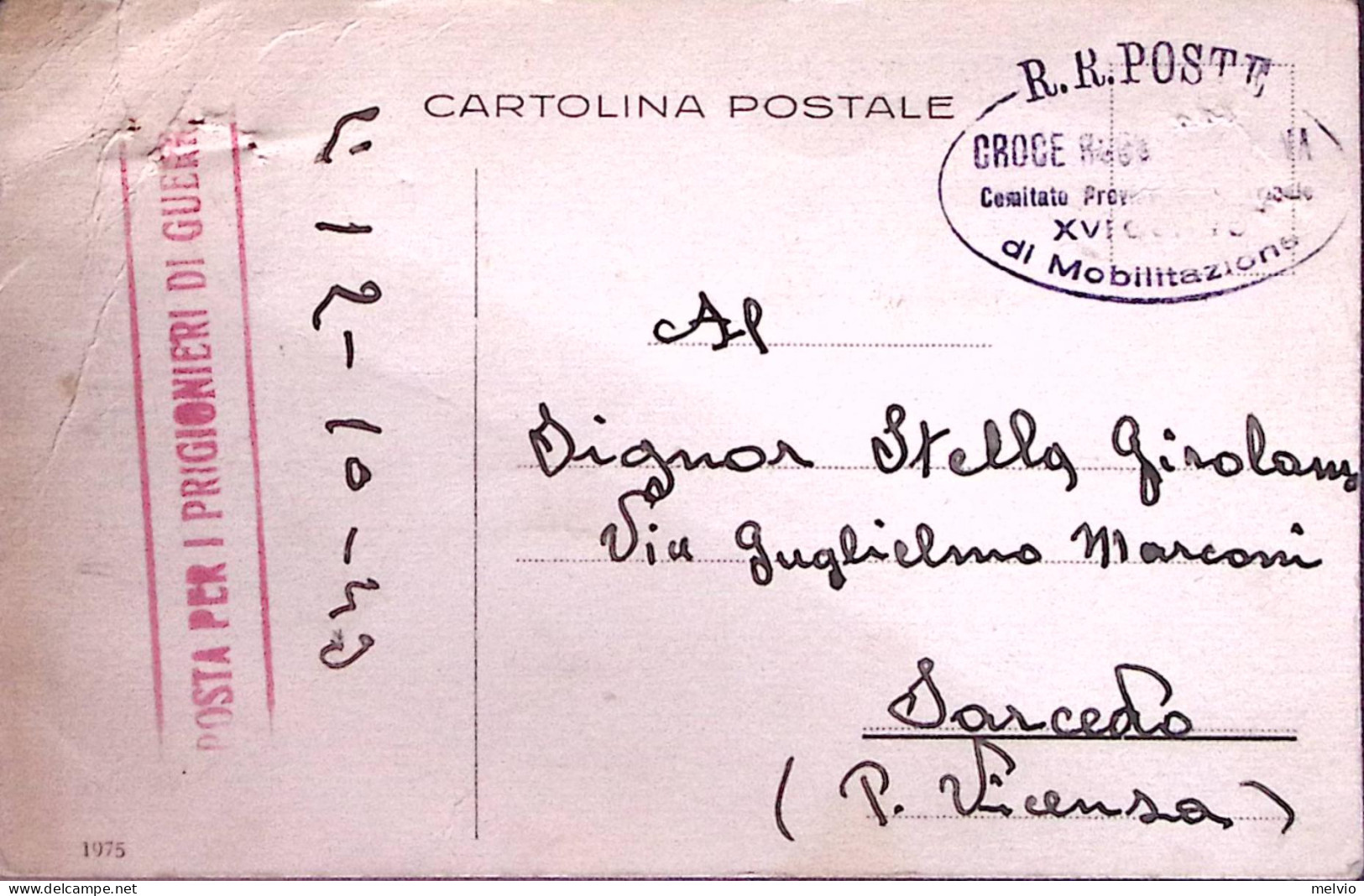 1943-POSTA PER PRIGIONIERI DI GUERRA Cartella Rossa E Croce Rossa Trieste Ovale  - Rotes Kreuz