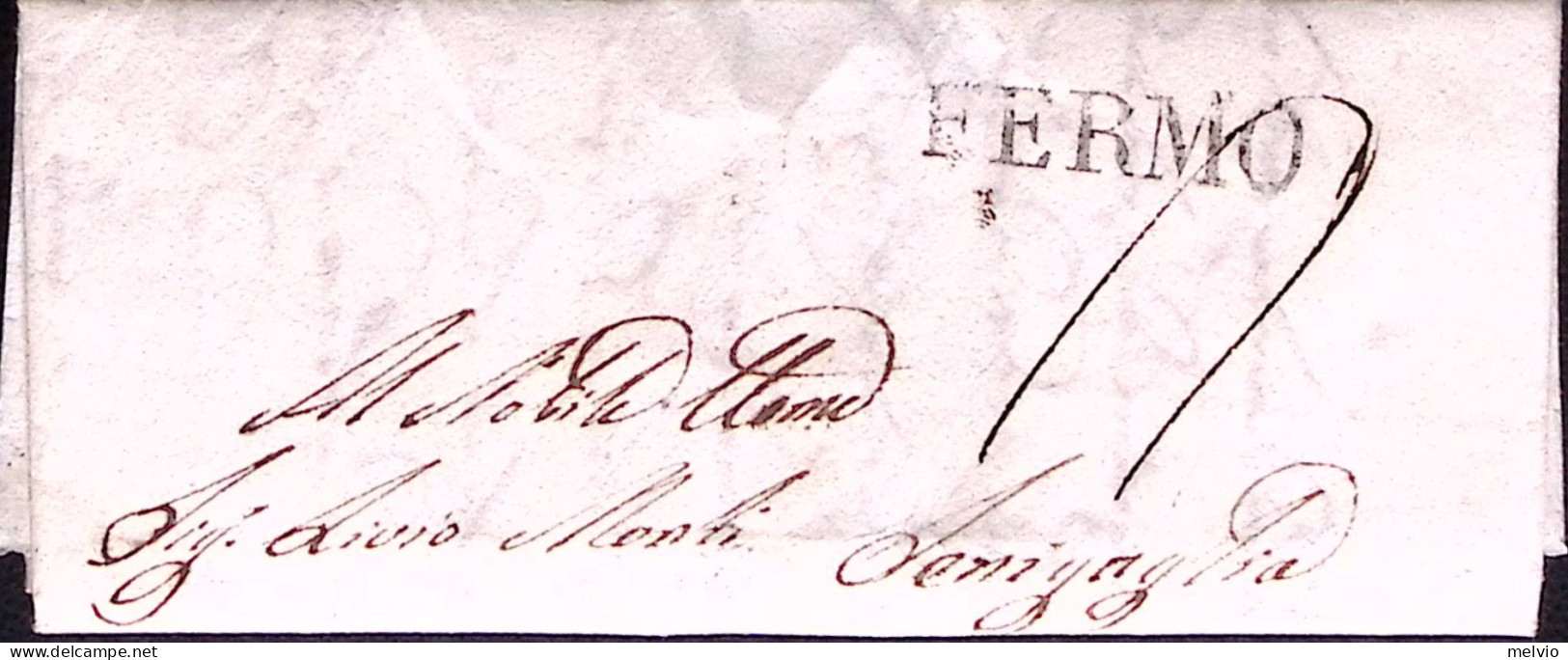 1838-PONTIFICIO FERMO SD Su Lettera Completa Di Testo, Segno Tassazione - ...-1850 Préphilatélie
