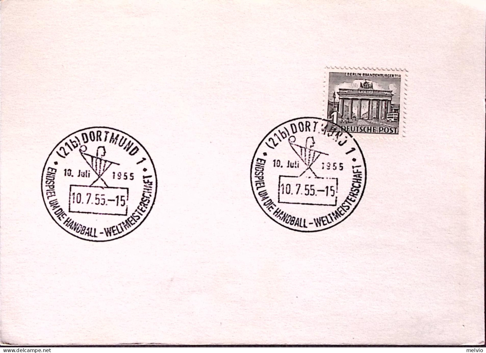 1955-Germania Dortmund Campionato Pallamano Annullo Speciale (10.7) Su Cartolina - Lettres & Documents