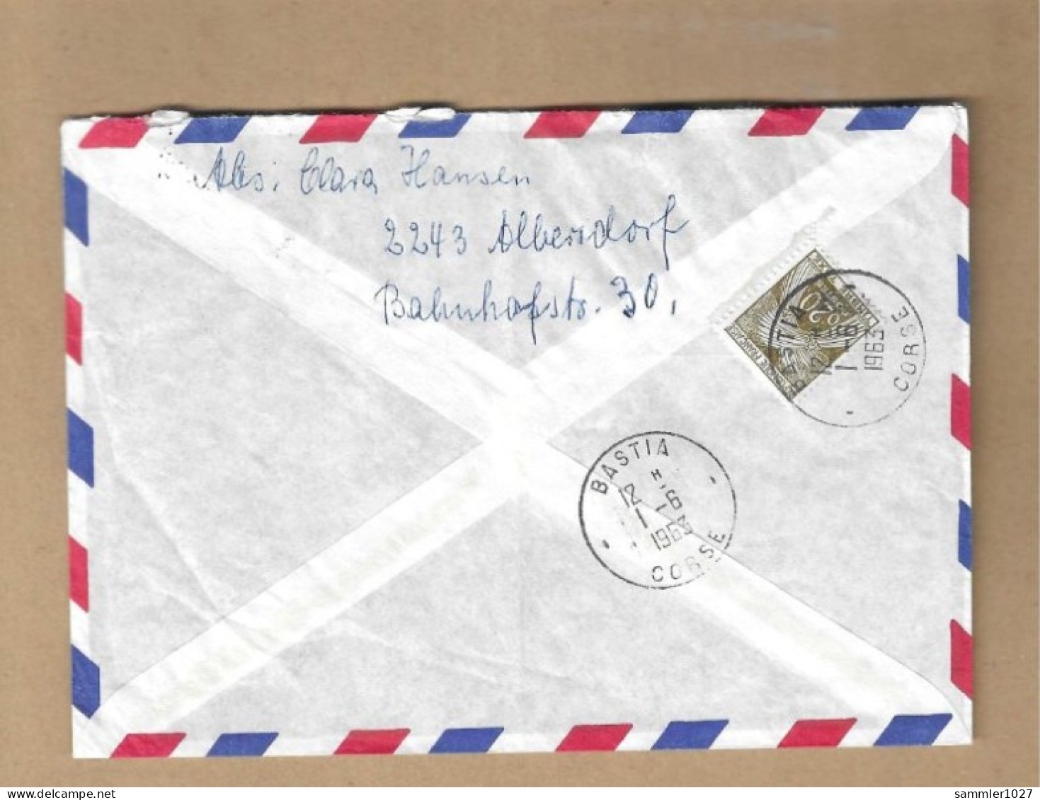 Los Vom 19.05 -  Briefumschlag Aus Albersdorf Nach Frankreich 1963 Mit Portomarke - Covers & Documents