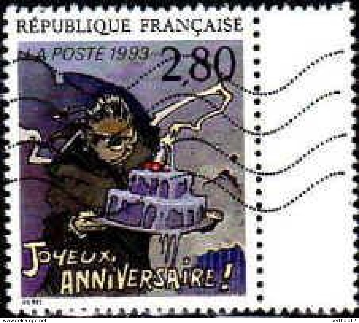 France Poste Obl Yv:2839 Mi:2985 Joyeux Anniversaire Sorel Bord De Feuille (Lign.Ondulées) - Gebruikt