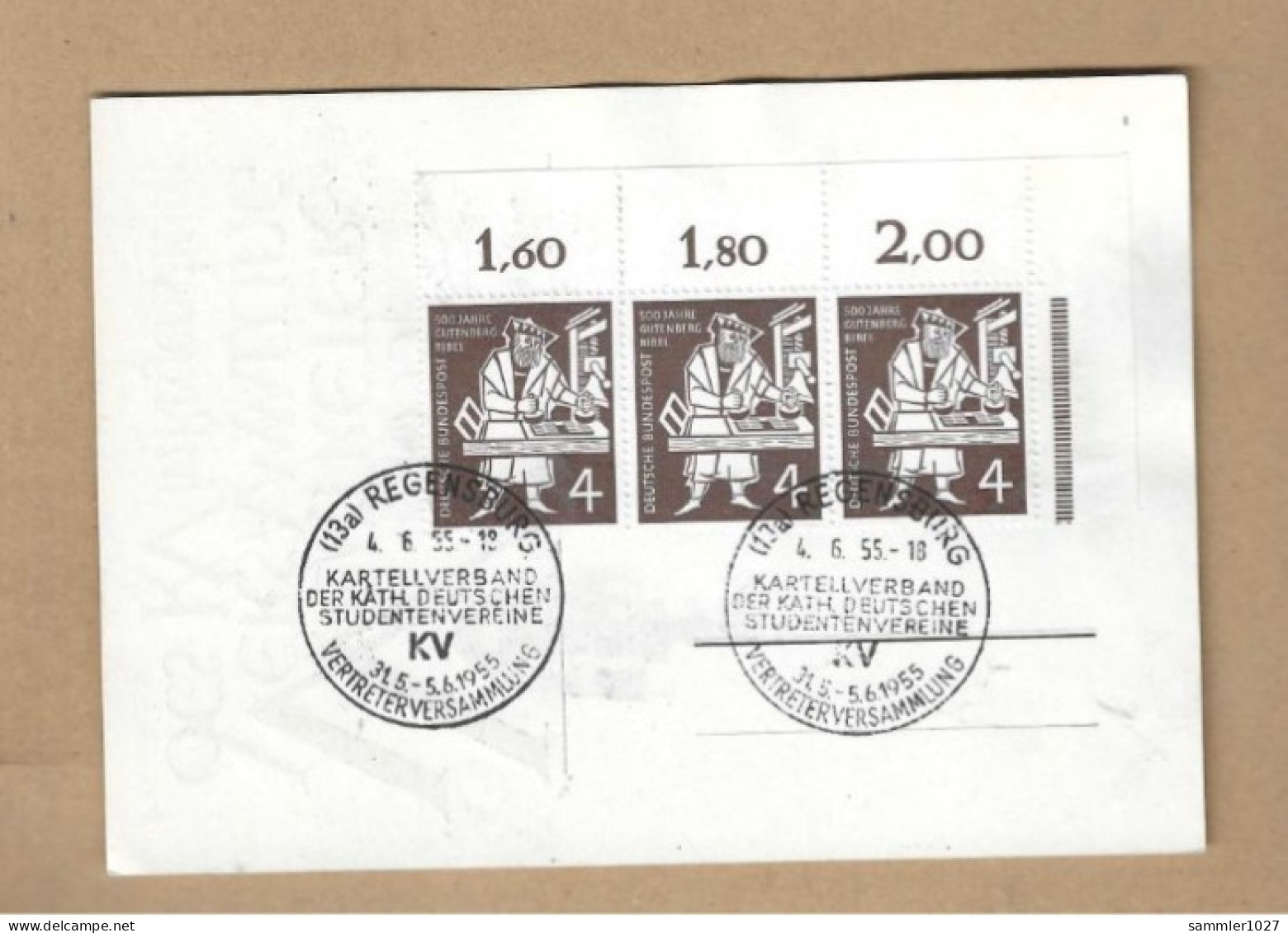 Los Vom 19.05 -  Sammlerkarte Aus Regensburg 1955 - Lettres & Documents