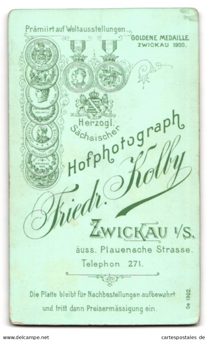 Fotografie Friedrich Kolby, Zwickau I. S., Äuss. Plauensche Strasse, Eleganter Herr Mit Zwicker U. Oberlippenbart  - Personnes Anonymes