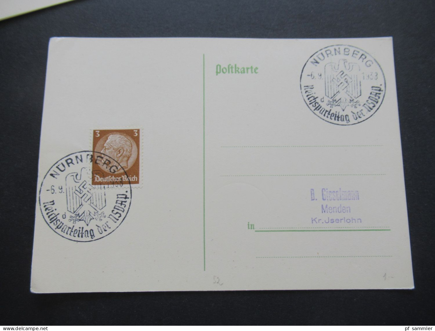 3.Reich 1937 / 1938 blanko PK mit Hindenburg Frankatur insgesamt 50 Stück verschiedene Sonderstempel! Propaganda Stempel