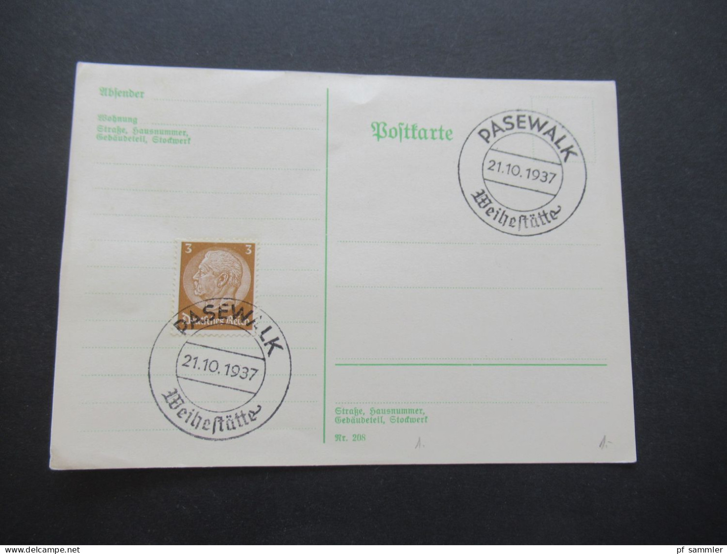 3.Reich 1937 / 1938 blanko PK mit Hindenburg Frankatur insgesamt 50 Stück verschiedene Sonderstempel! Propaganda Stempel