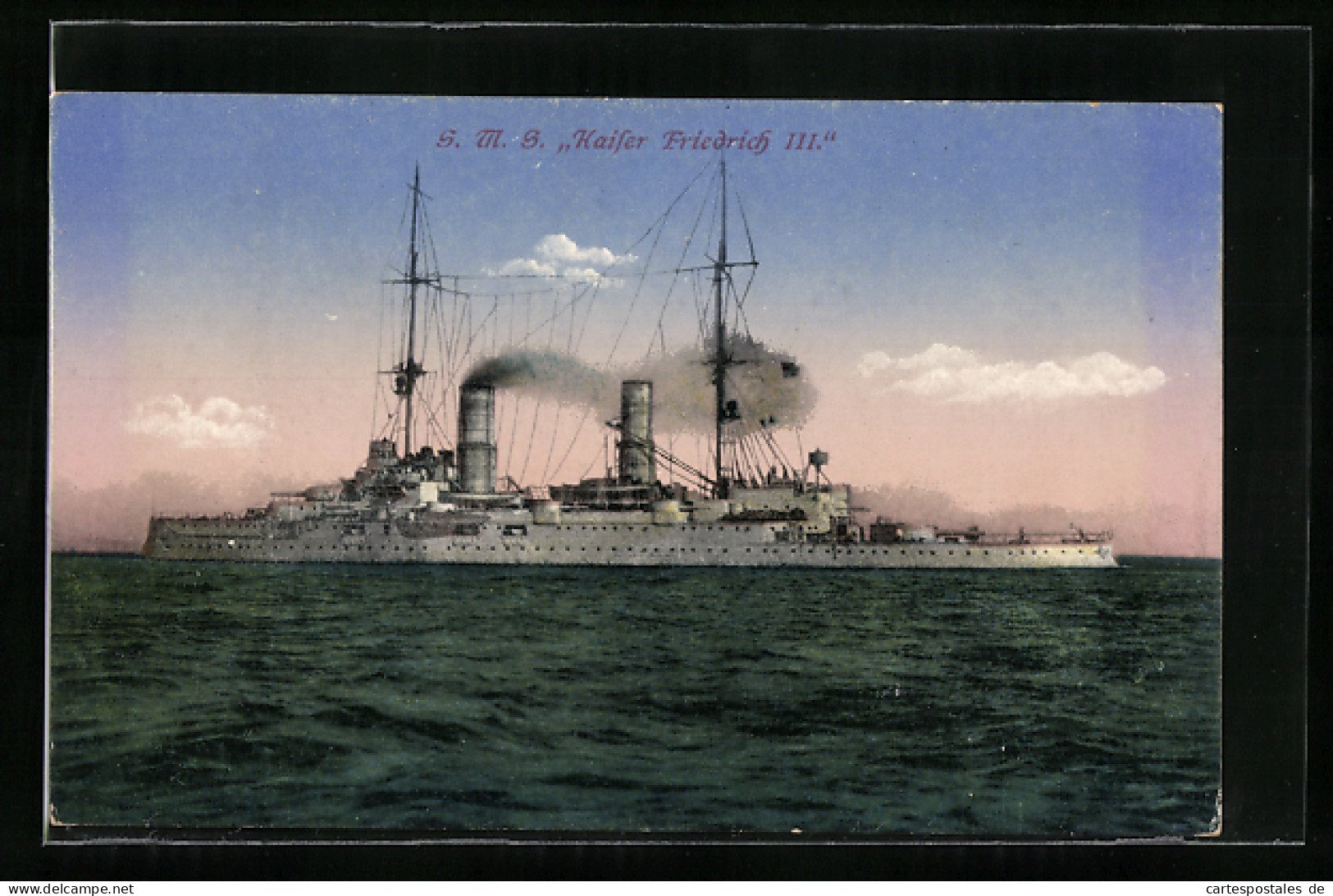 AK Kriegsschiff S.M.S. Kaiser Friedrich III. Auf Hoher See  - Warships