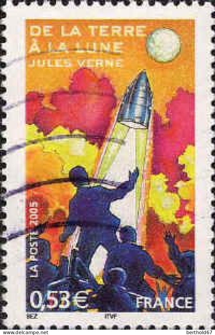 France Poste Obl Yv:3790 Mi:3944I Jules Verne De La Terre à La Lune (Lign.Ondulées) - Oblitérés