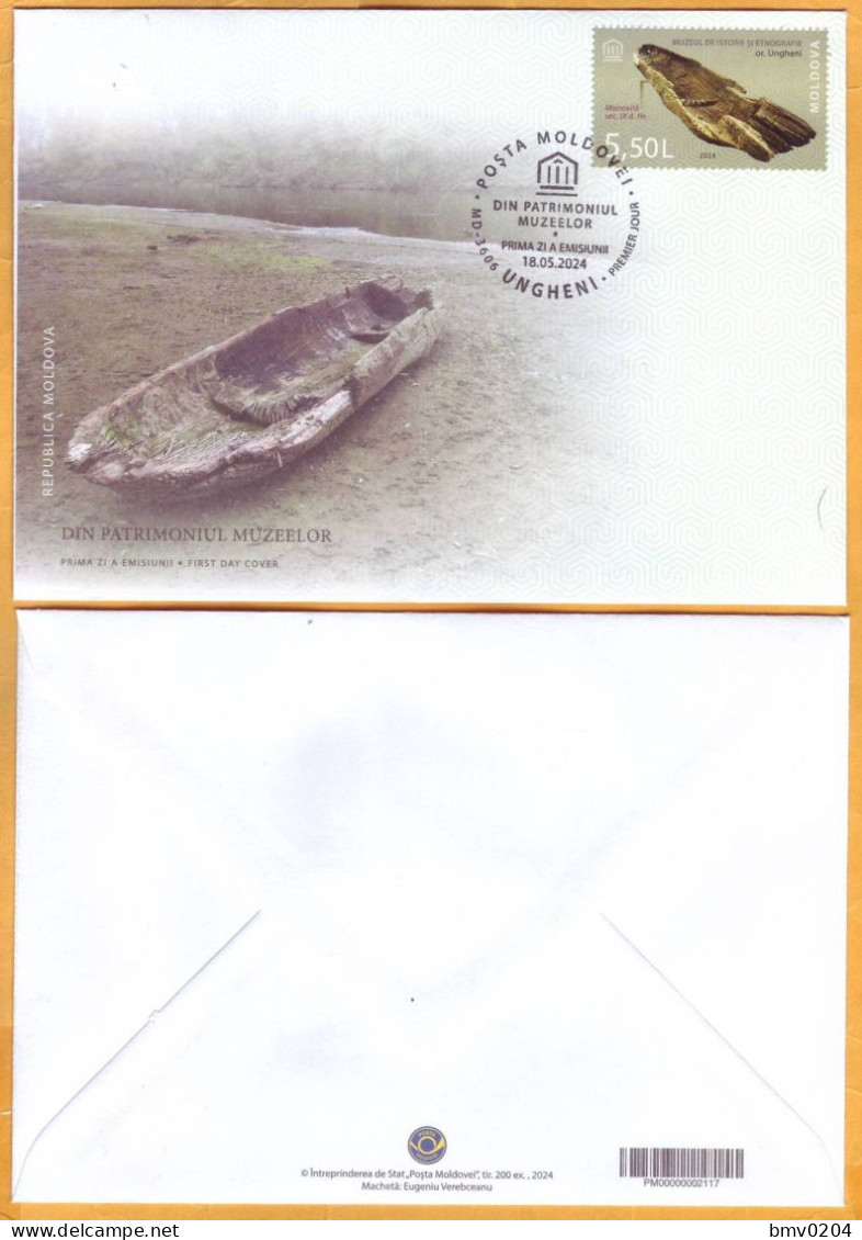 2024 Moldova  FDC „From The Museums’ Patrimony”  Monoxilo, Museum Of History And Ethnography From Ungheni. - Moldavie