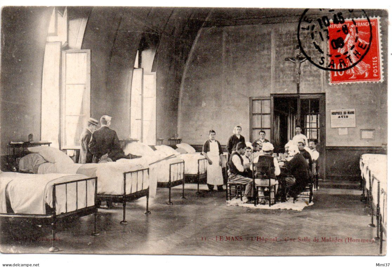 CPA 72 LE MANS L'HOPITAL SALLE DES MALADES HOMMES ANIMEE 1908 - Le Mans