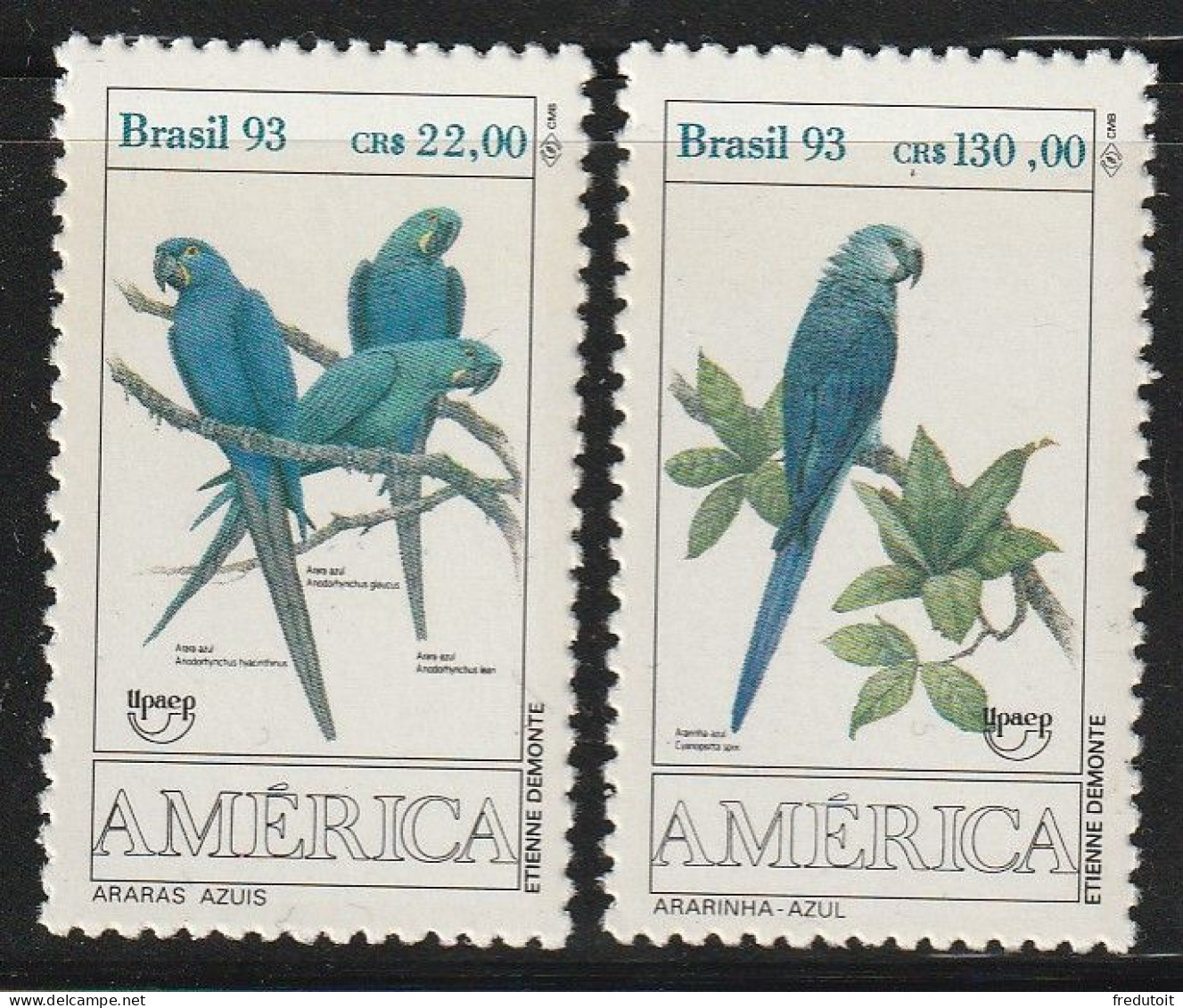 BRESIL - N°2136/7 ** (1993) Oiseaux  : Les Aras - Unused Stamps