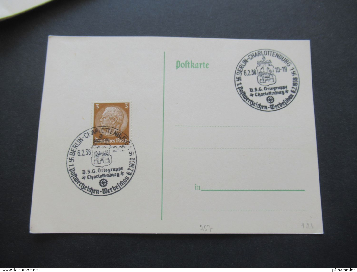 3.Reich 1937 / 1938 blanko PK mit Hindenburg Frankatur insgesamt 50 Stück verschiedene Sonderstempel! Propaganda Stempel