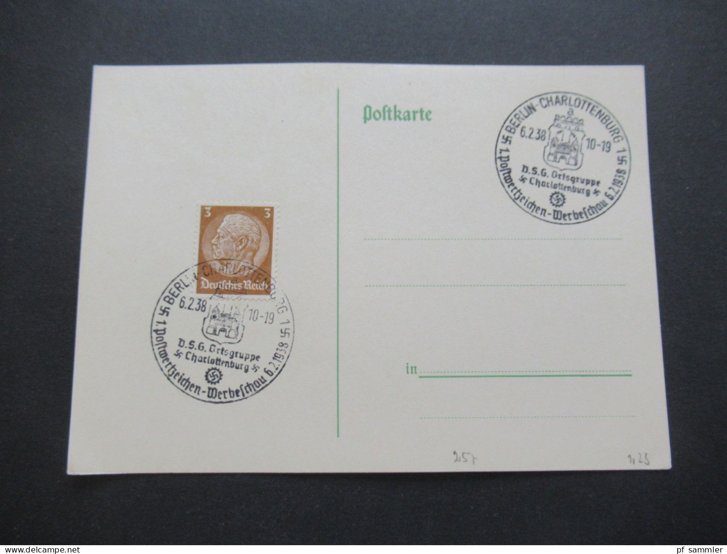 3.Reich 1937 / 1938 blanko PK mit Hindenburg Frankatur insgesamt 50 Stück verschiedene Sonderstempel! Propaganda Stempel