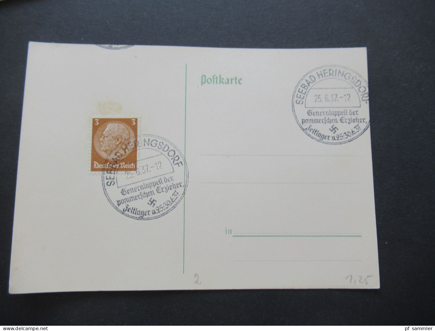 3.Reich 1937 / 1938 blanko PK mit Hindenburg Frankatur insgesamt 50 Stück verschiedene Sonderstempel! Propaganda Stempel