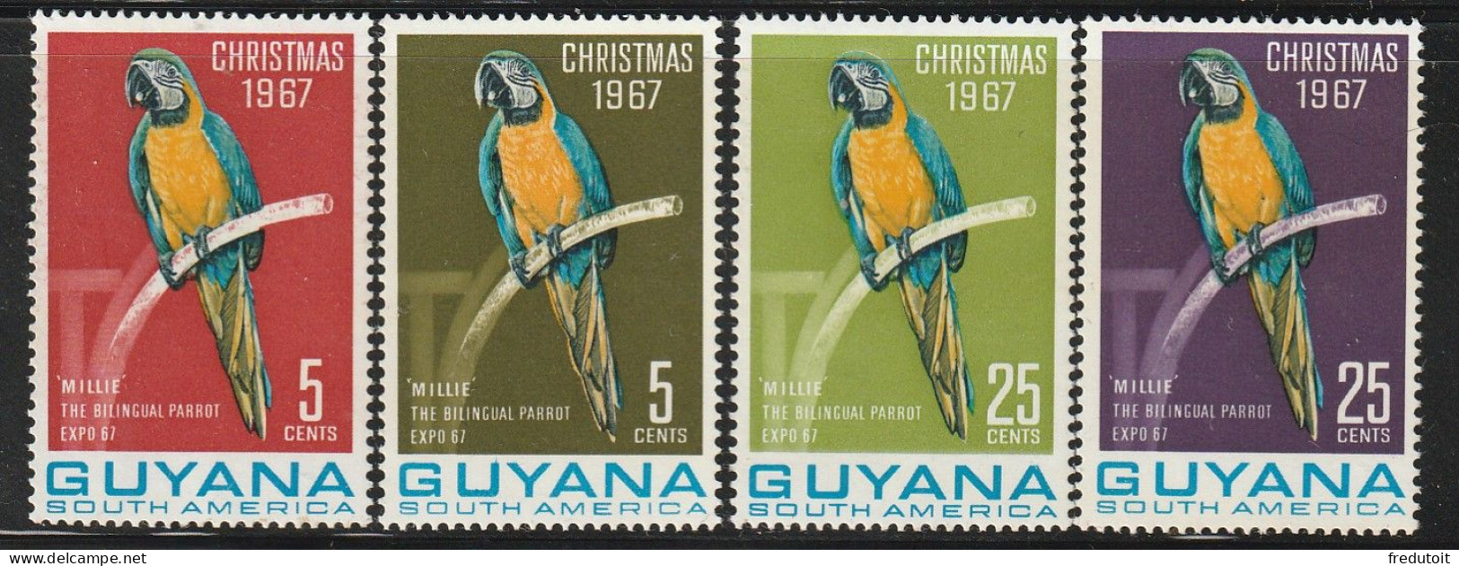 GUYANA - N°258/9+280/1 ** (1967) Oiseaux - Guyane (1966-...)