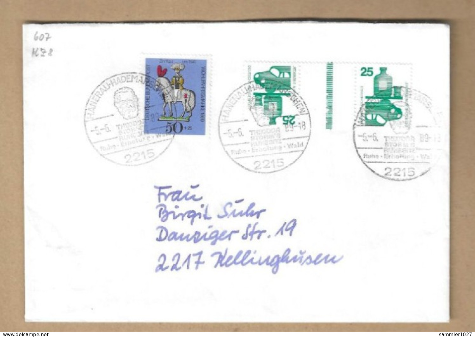 Los Vom 19.05 -  Briefumschlag Aus Hanerau 1989 - Covers & Documents