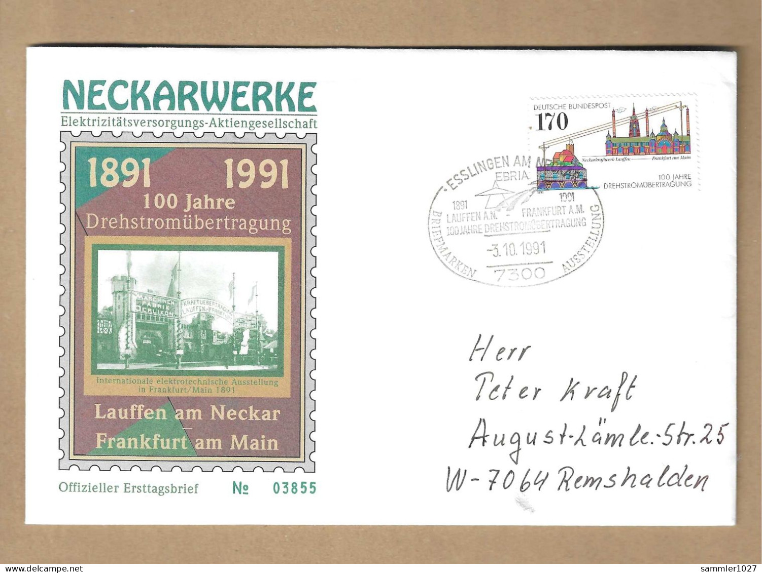 Los Vom 19.05 -  Sammlerbriefumschlag Aus Esslingen 1991 - Lettres & Documents
