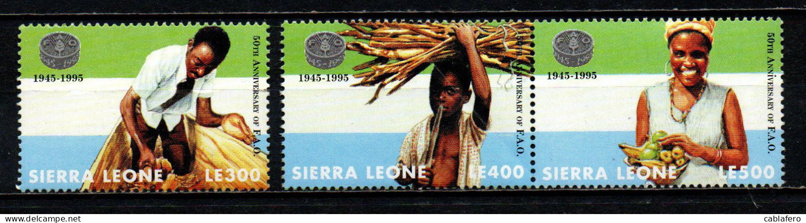 SIERRA LEONE - 1995 - 50° ANNIVERSARIO DELLA FAO - FRANCOBOLLI CON PIEGA - MNH - Sierra Leone (1961-...)