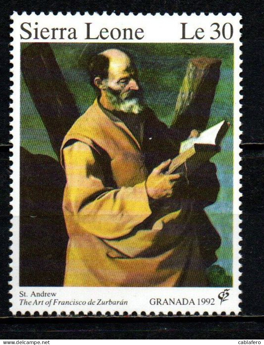 SIERRA LEONE - 1992 - SANT'ANDREA - DIPINTO DI FRANCISCO DE ZURBARAN - MNH - Sierra Leone (1961-...)