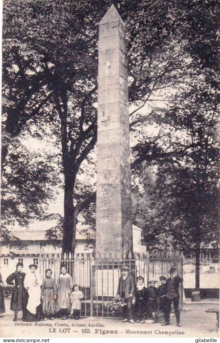 46 - Lot -  FIGEAC - Monument Champolion - Animée - Figeac