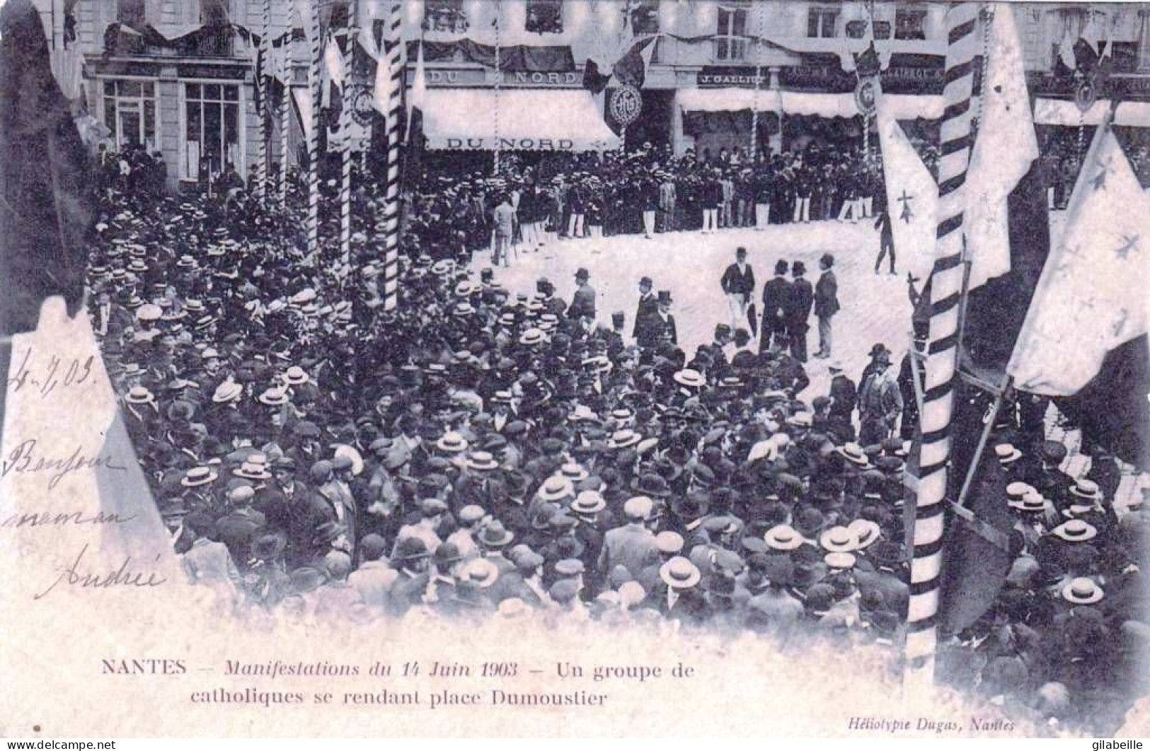 44 - Loire Atlantique - NANTES -manifestation 14 Juin 1903 - Groupe De Catholiques Se Rendant Place Dumoustier - Nantes