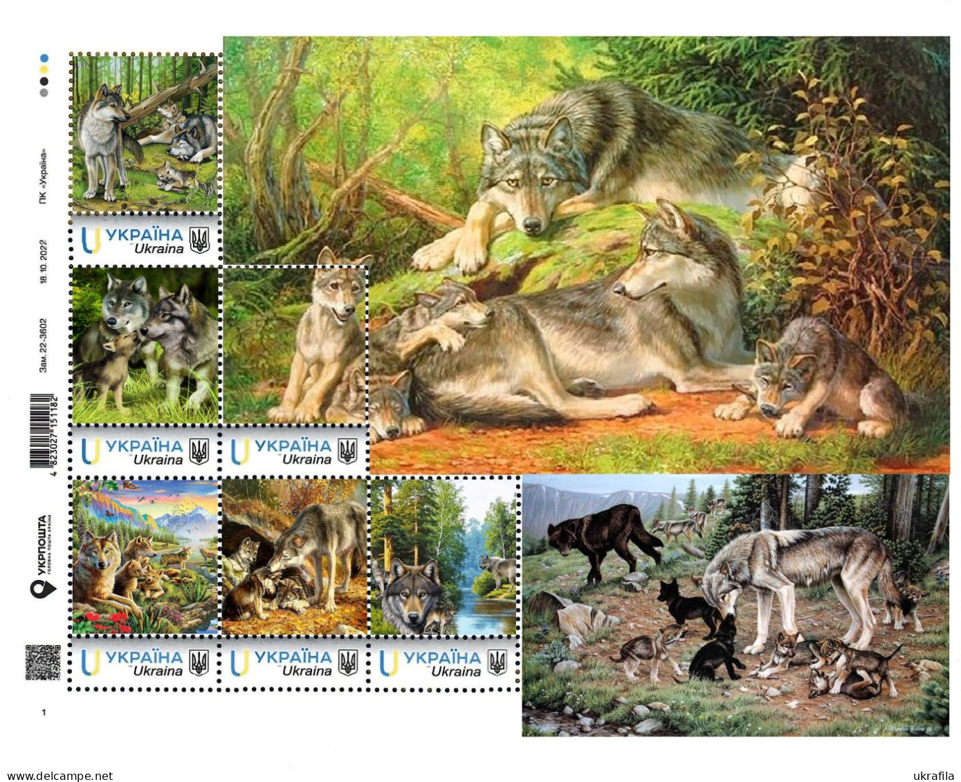Ukraine 2024, Fauna, Wolves, Art, Sheetlet Of 6v - Oekraïne