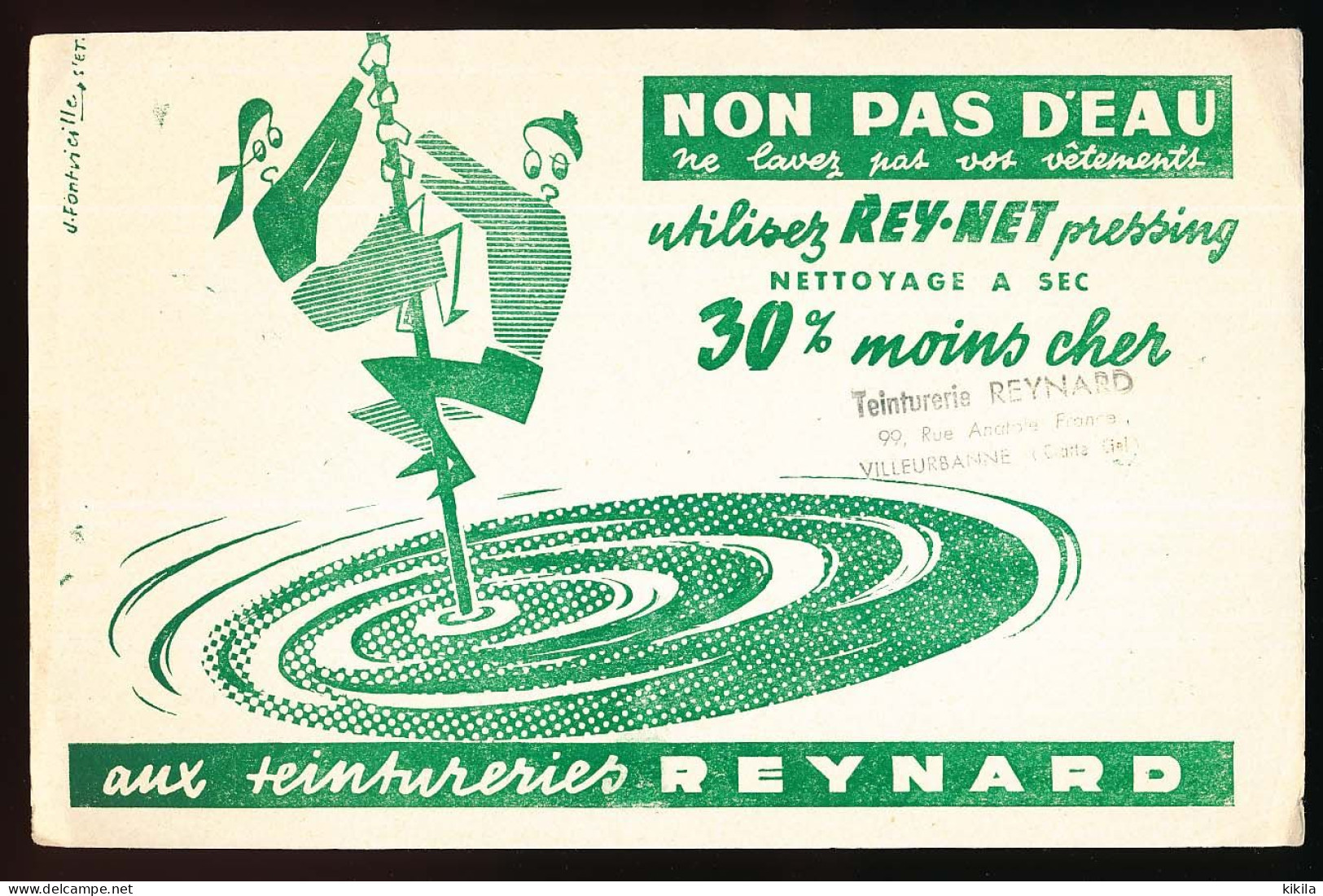 Buvard 22.5 X 13.9 Teintureries REYNARD Rey-net Pressing L'étendage De J. Fontvieille  Cachet Villeurbanne Rhône - Textile & Vestimentaire