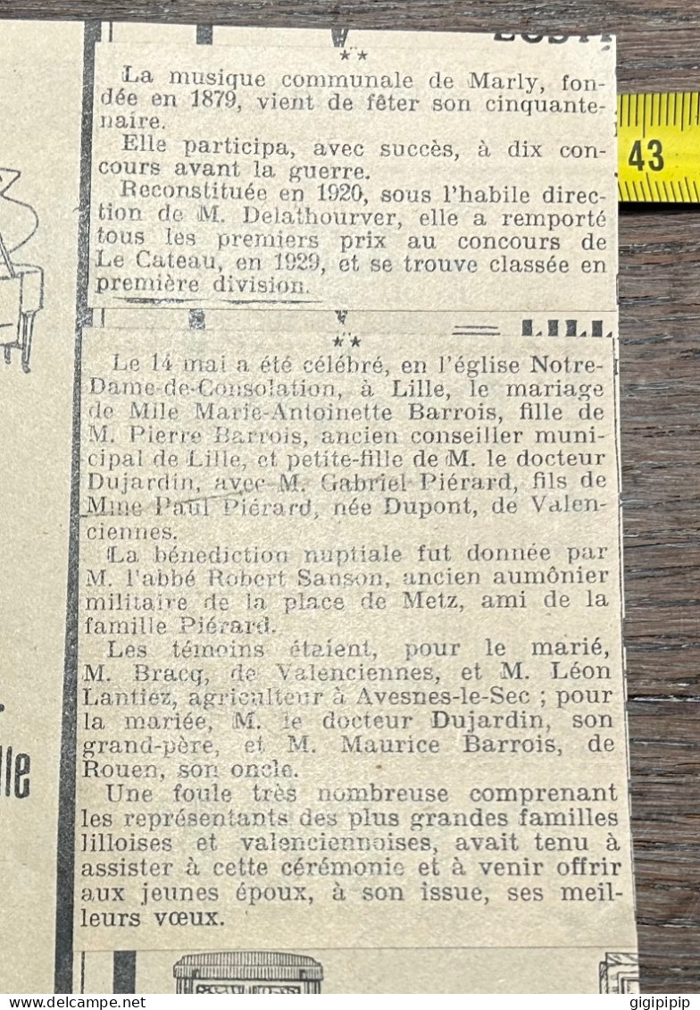 1930 GHI20 MARIAGE DE Marie-Antoinette BARROIS AVEC Gabriel PIERARD à Notre-Dame De Consolation, à Lille, - Sammlungen