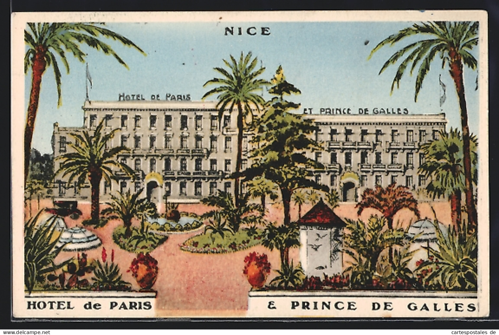 CPA Nice, Hotel De Paris & Prince De Galles  - Cafés, Hôtels, Restaurants