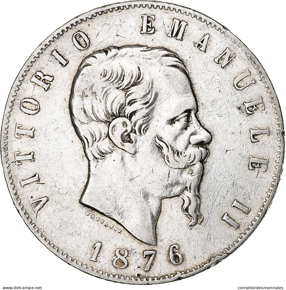 Italie, Vittorio Emanuele II, 5 Lire, 1876, Rome, Argent, TB, KM:8.4 - 1861-1878 : Victor Emmanuel II.