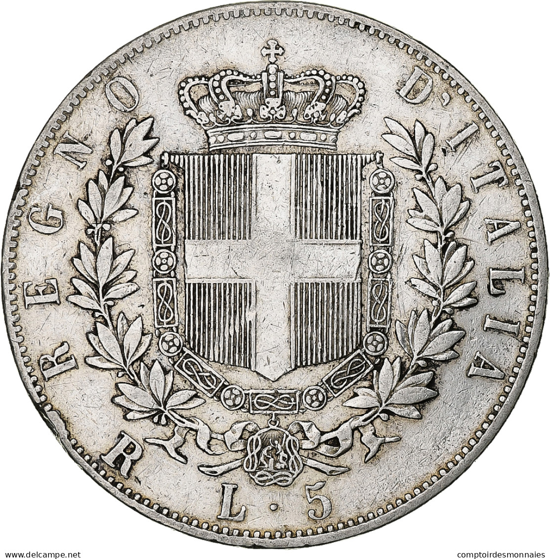 Italie, Vittorio Emanuele II, 5 Lire, 1876, Rome, Argent, TB, KM:8.4 - 1861-1878 : Victor Emmanuel II