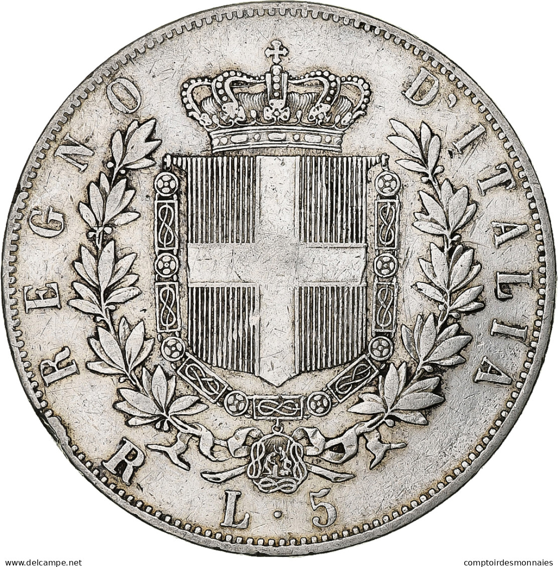 Italie, Vittorio Emanuele II, 5 Lire, 1876, Rome, Argent, TB, KM:8.4 - 1861-1878 : Victor Emmanuel II.